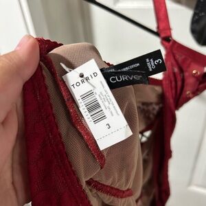 TORRID size 3 Red Lace Up Halter Bodysuit